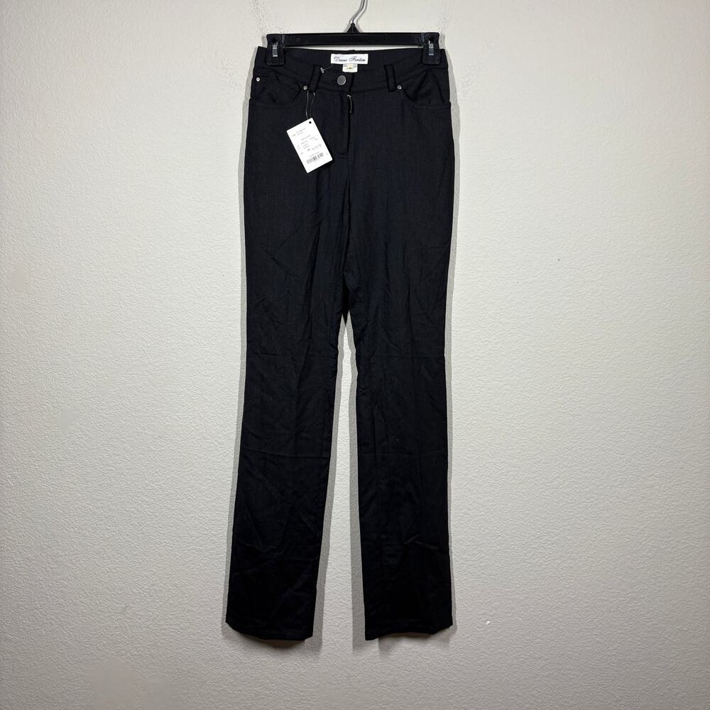 Diane Firsten Womens Size 38 Straight Leg Pants Black Virgin Wool Lycra Blend